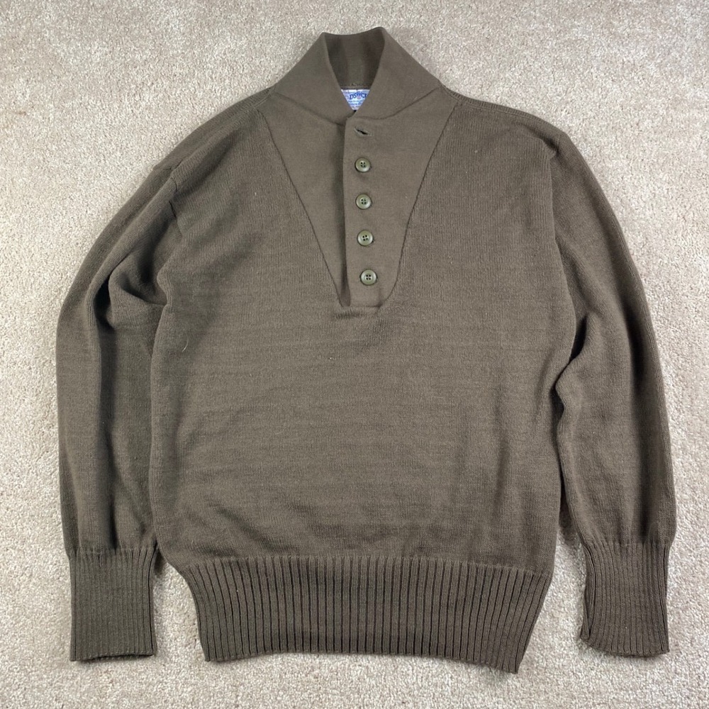 Garrison Collection Mens XL Olive Drab 5 Button Shawl Collar Military Sweater